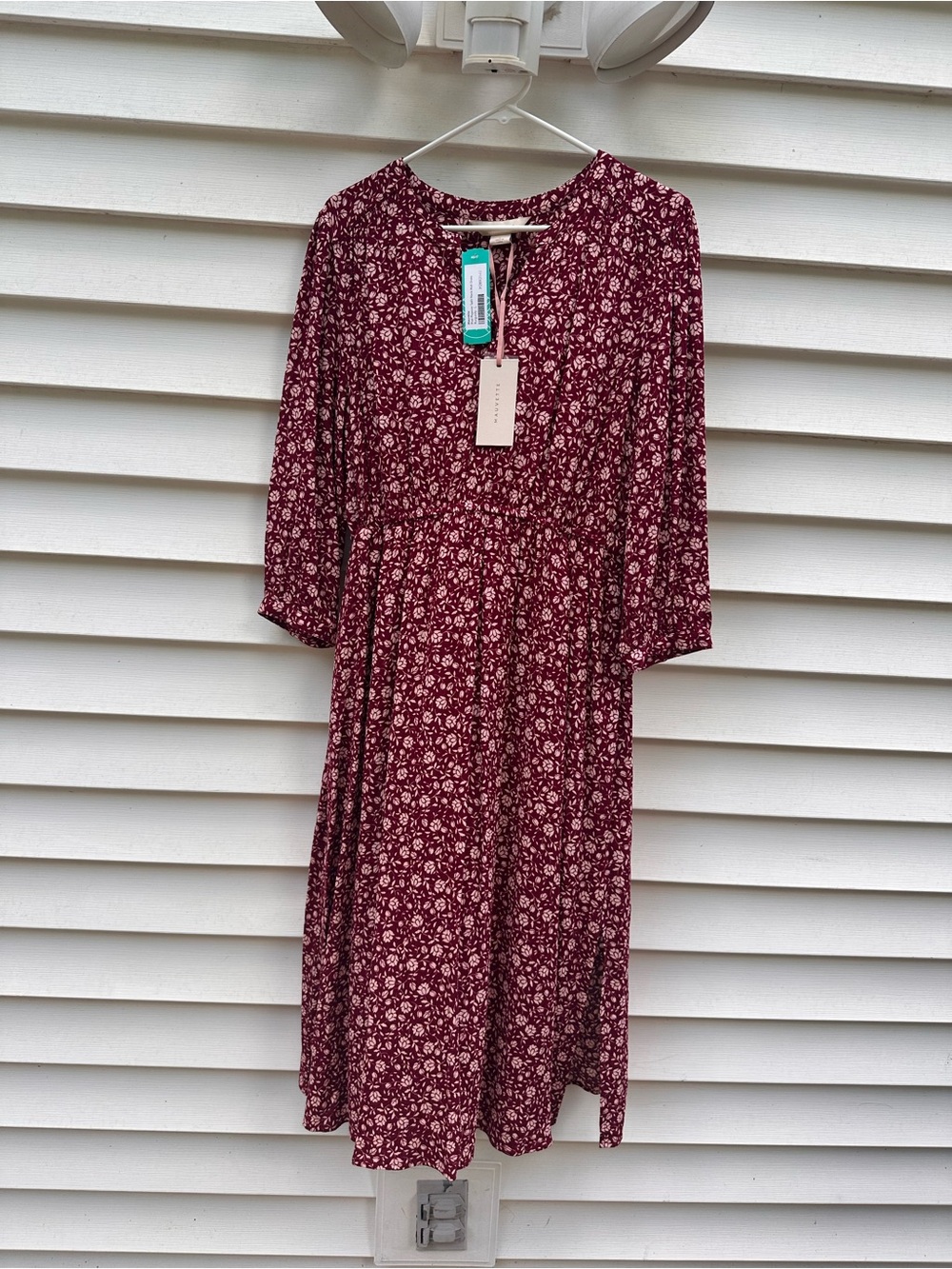 Mauvette Burgundy Floral Dress Top